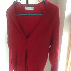 Zara red cardigan